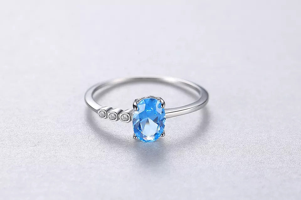 INEL Argint 925 Cu Zirconiu Blue Topaz Oval Eternity 1g
