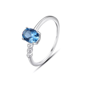INEL Argint 925 Cu Zirconiu Blue Topaz Oval Eternity 1g