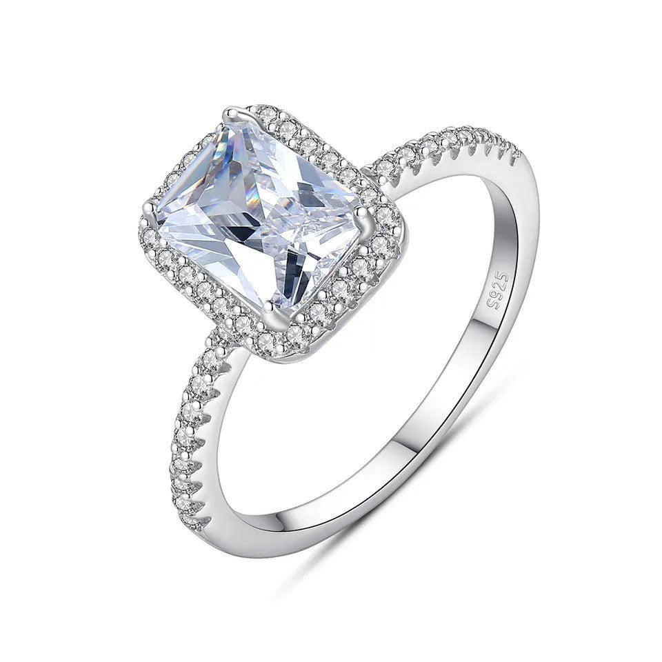 Inel Argint 925 Cu Zirconiu Cubic Logodna 2.4g