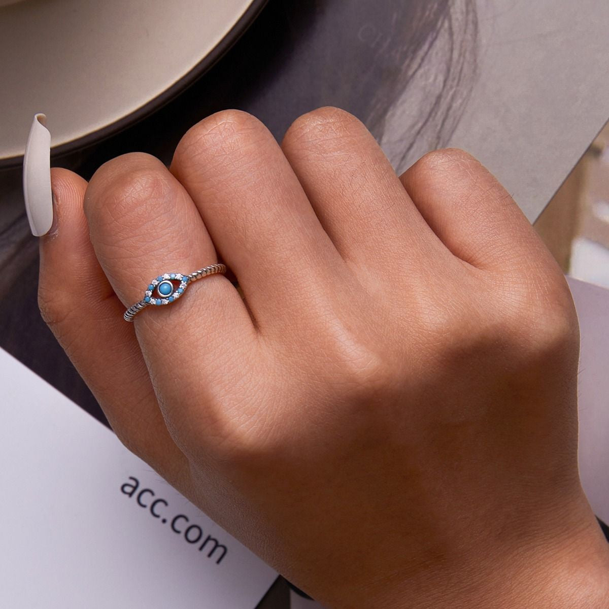 INEL Argint 925 Cu Zirconiu EVIL EYE Ochiul 1.2g