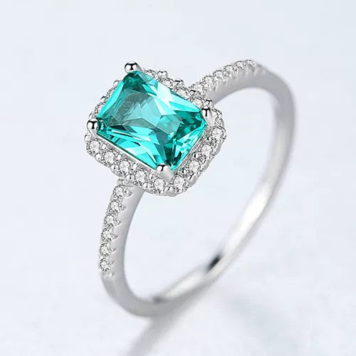 INEL Argint 925 Cu Zirconiu Gemstone Smarald Verde 1.7g