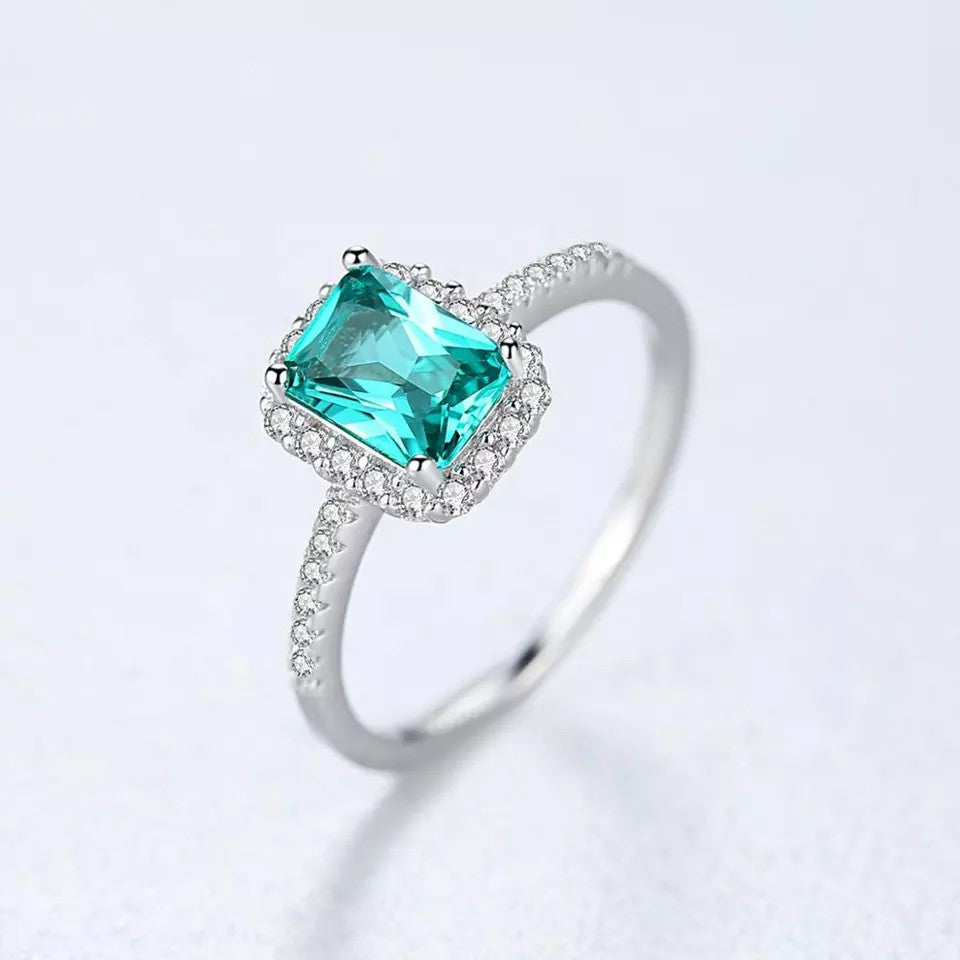 INEL Argint 925 Cu Zirconiu Gemstone Smarald Verde 1.7g