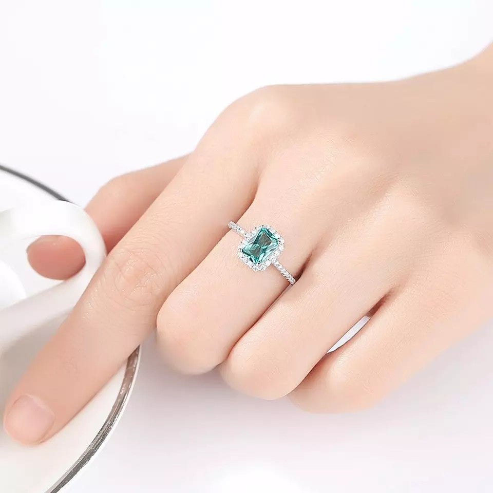 INEL Argint 925 Cu Zirconiu Gemstone Smarald Verde 1.7g