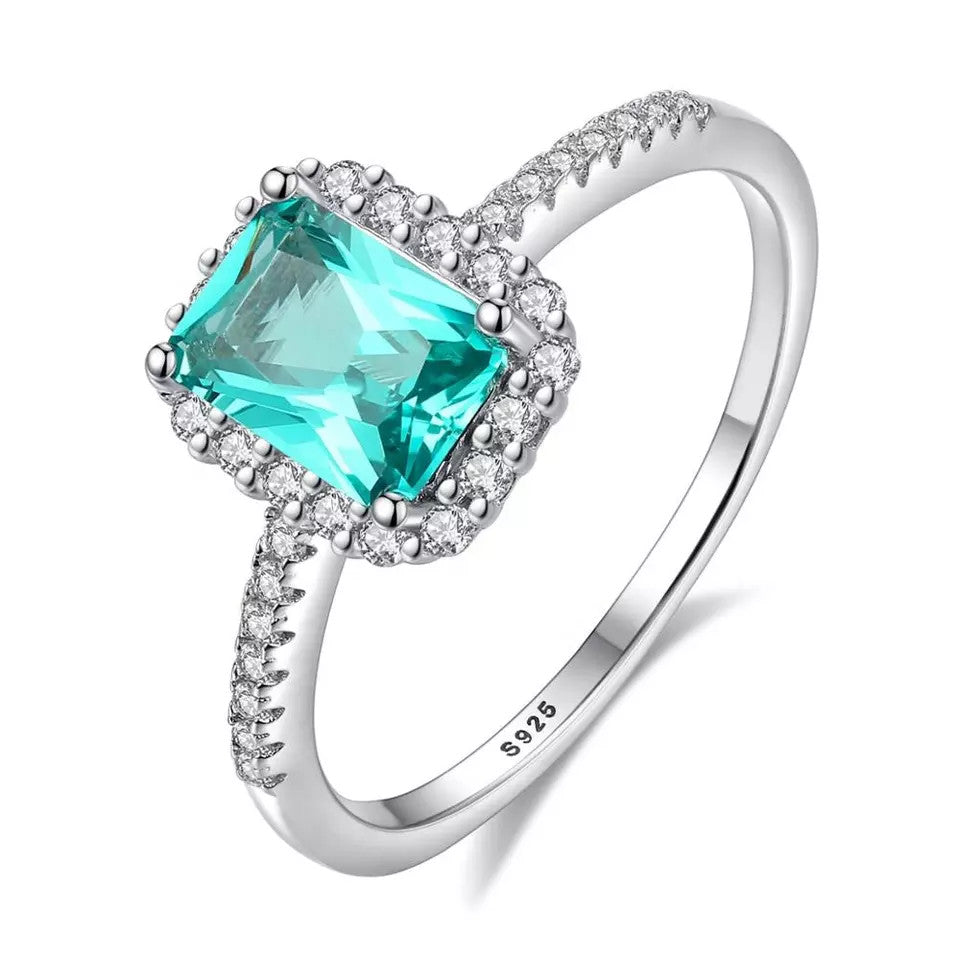 INEL Argint 925 Cu Zirconiu Gemstone Smarald Verde 1.7g