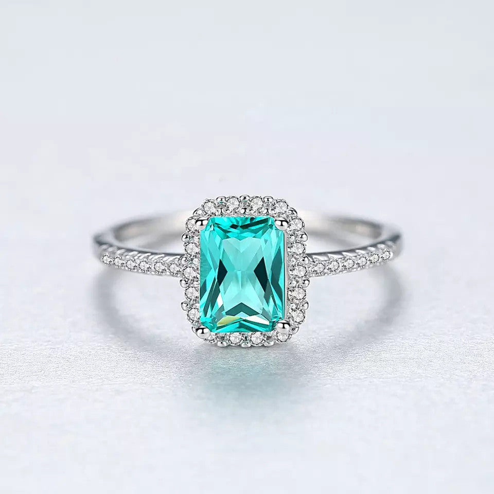 INEL Argint 925 Cu Zirconiu Gemstone Smarald Verde 1.7g