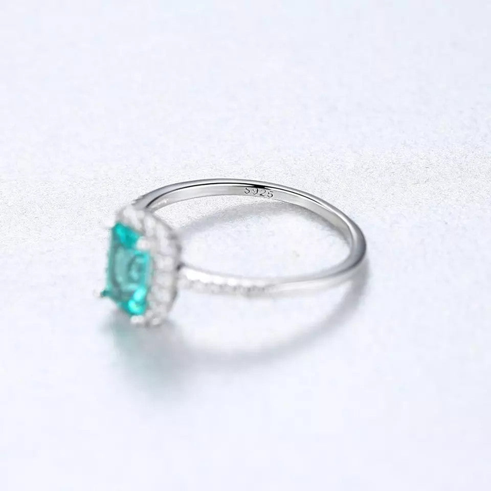 INEL Argint 925 Cu Zirconiu Gemstone Smarald Verde 1.7g