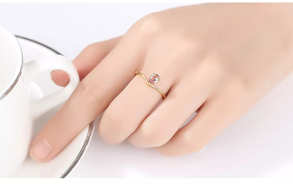 Inel Argint 925 cu Zirconiu Lady Modern Pink/Roz placat cu aur 1.11g
