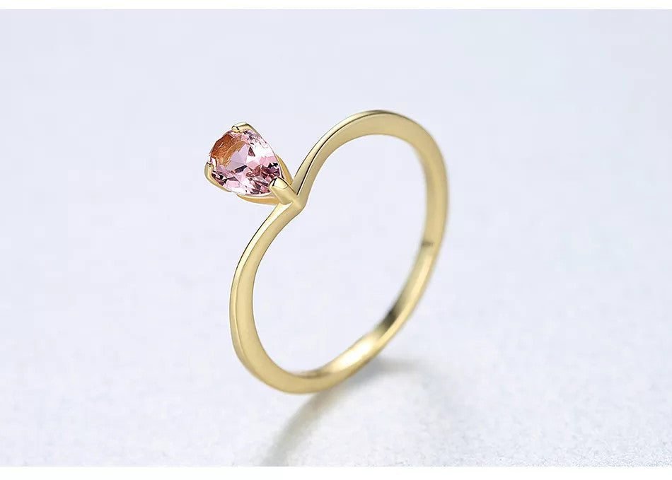 Inel Argint 925 cu Zirconiu Lady Modern Pink/Roz placat cu aur 1.11g