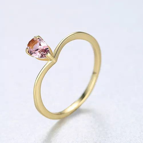 Inel Argint 925 cu Zirconiu Lady Modern Pink/Roz placat cu aur 1.11g