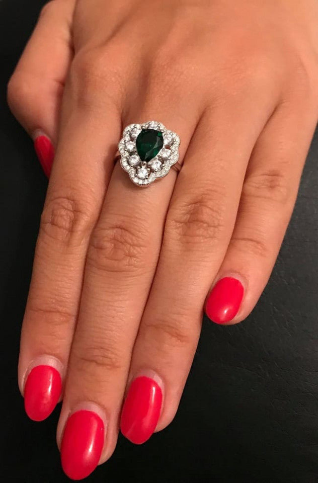 INEL Argint 925 CU Zirconiu Verde FEMEI 4g