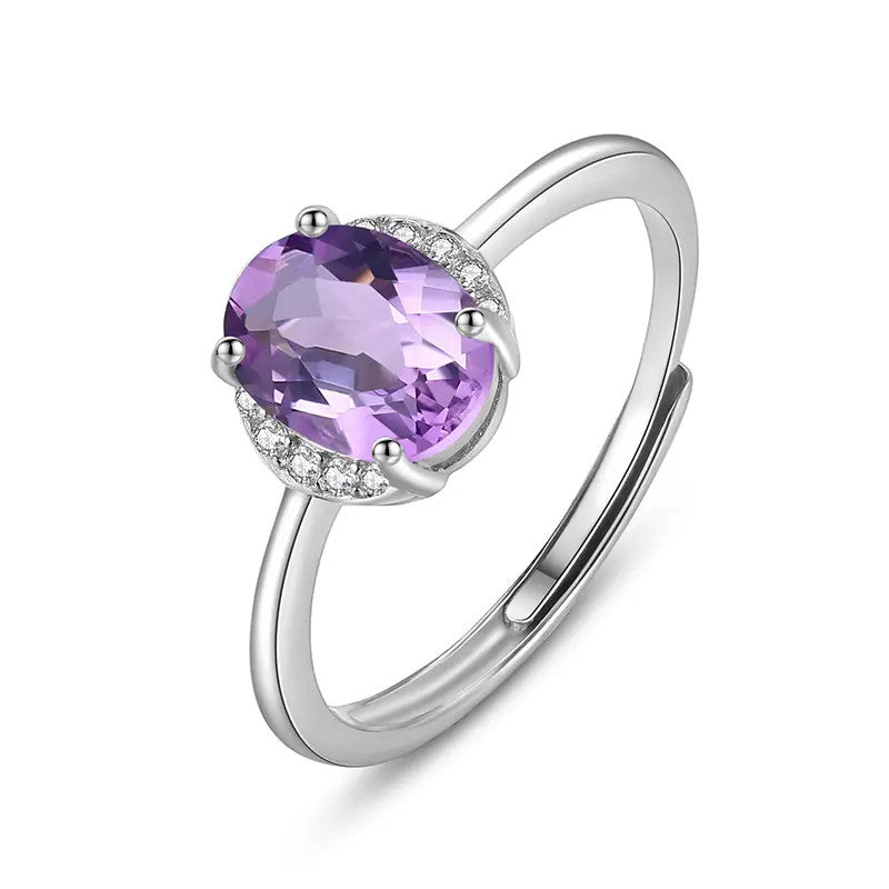 Inel Argint 925 de logodna cu design nou Rose sau Argint 925iu cu Ametist Mov 1.96g