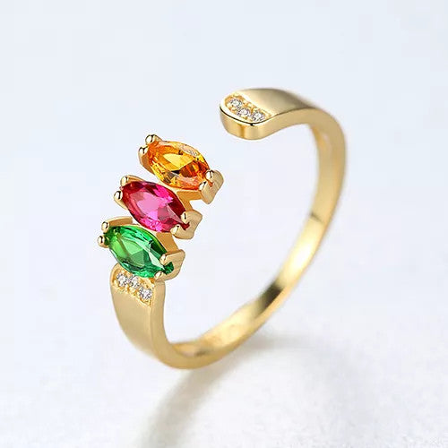 Inel Argint 925 reglabil finut -Multicolor placat cu aur 1.96g