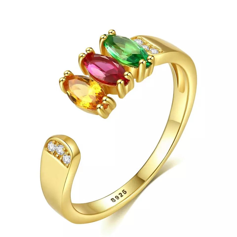 Inel Argint 925 reglabil finut -Multicolor placat cu aur 1.96g