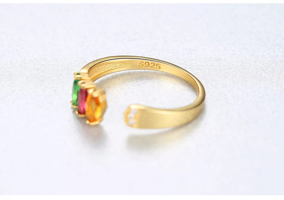 Inel Argint 925 reglabil finut -Multicolor placat cu aur 1.96g
