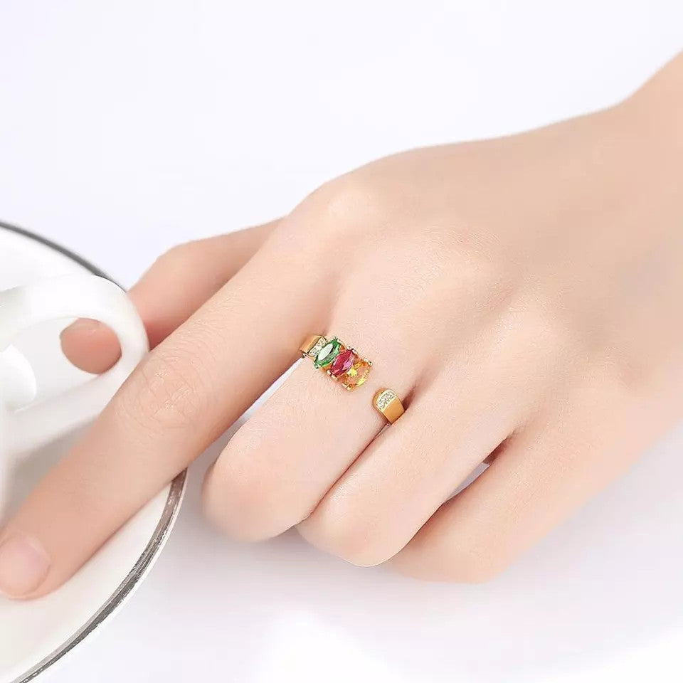 Inel Argint 925 reglabil finut -Multicolor placat cu aur 1.96g