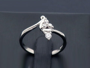 Inel ARGINT Rodiat Flower 925 CZ 2g