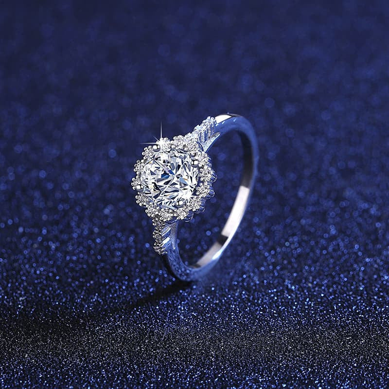 Inel Argint 925 Round Elegance Moissanite natural 2.4g