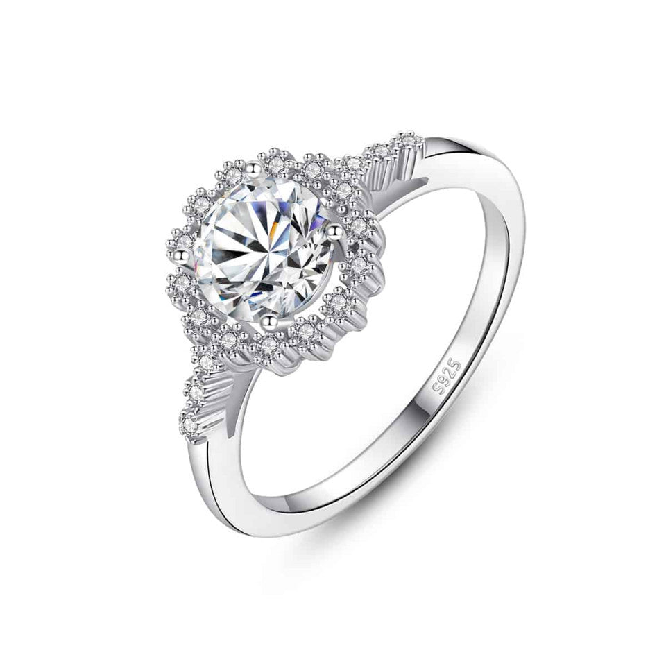 Inel Argint 925 Round Elegance Moissanite natural 2.4g