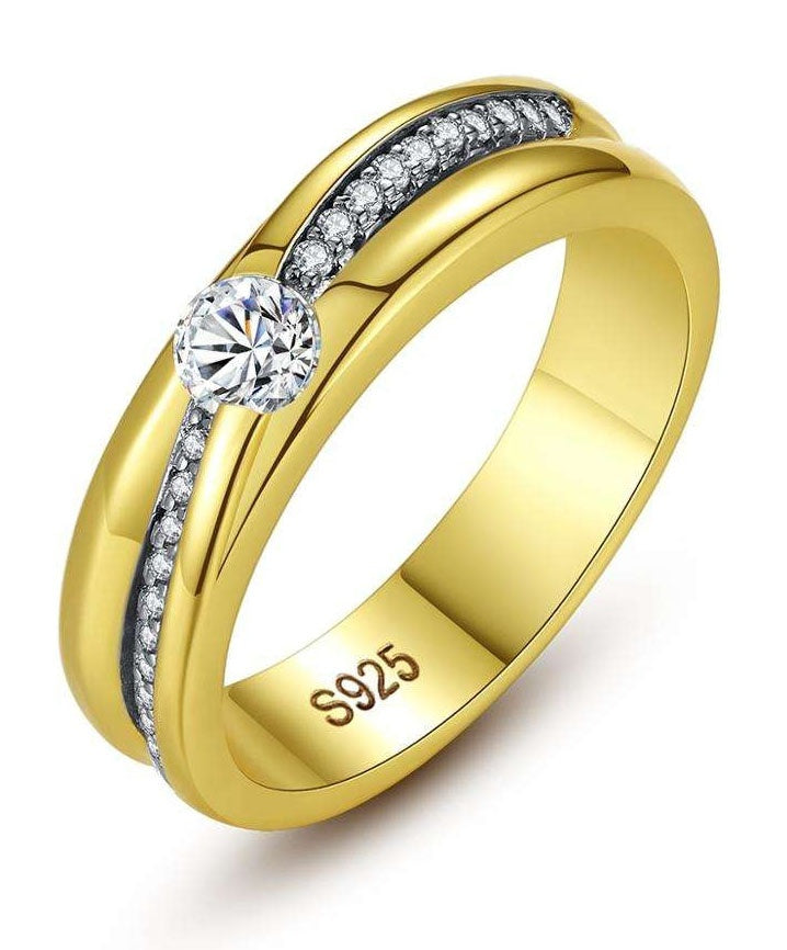 Inel de Argint 925 Placat cu Aur – Strălucire și Eleganță pentru Logodnă 3.55g