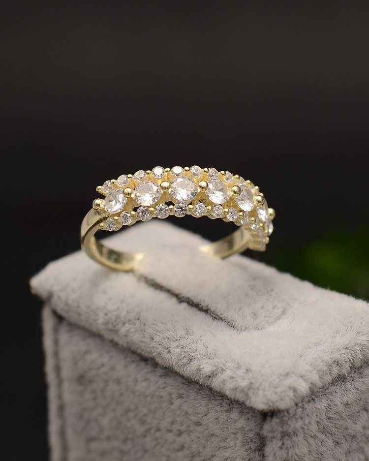Inel din Argint 925, Model Fantezie, cu Zirconiu - Gold/Argintiu 2.7g