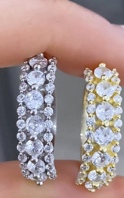 Inel din Argint 925, Model Fantezie, cu Zirconiu - Gold/Argintiu 2.7g