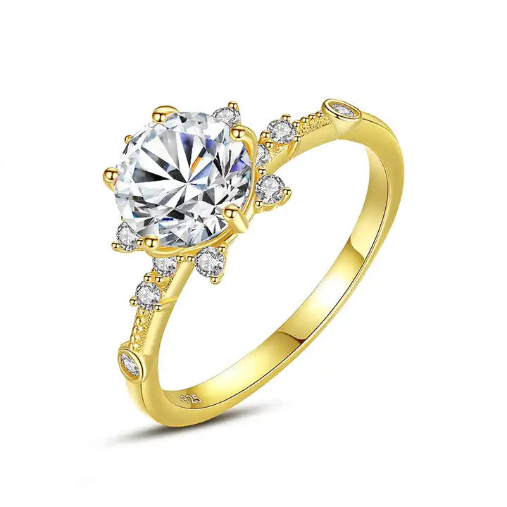 Inel din Argint 925 de Logodna Elegant Gold pIatra Centrala 1.9g