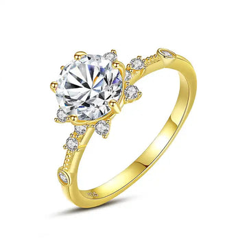 Inel din Argint 925 de Logodna Elegant Gold pIatra Centrala 1.9g