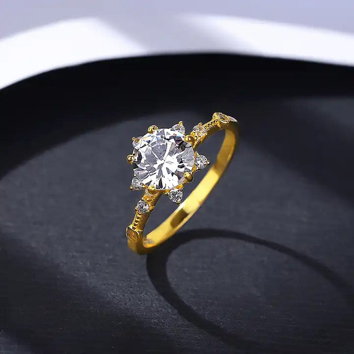 Inel din Argint 925 de Logodna Elegant Gold pIatra Centrala 1.9g