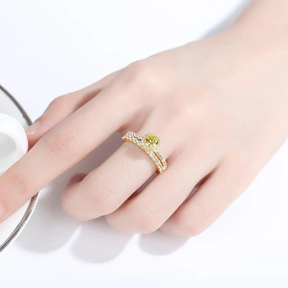Inel din Argint 925 Perfect Ring Yellow Galben Placat Aur 3g