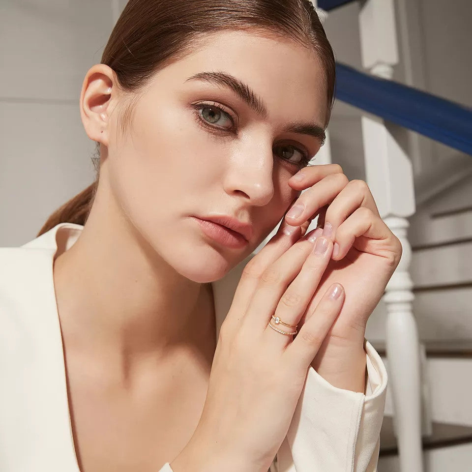 Inel din Argint 925 Placat Aur 14K Molde Finut si Deosebit 0.8g