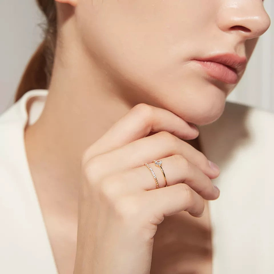 Inel din Argint 925 Placat Aur 14K Molde Finut si Deosebit 0.8g