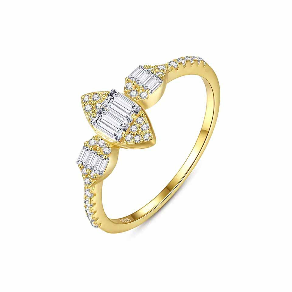 Inel din Argint 925 Placat Aur Cubic Gold 1.2g