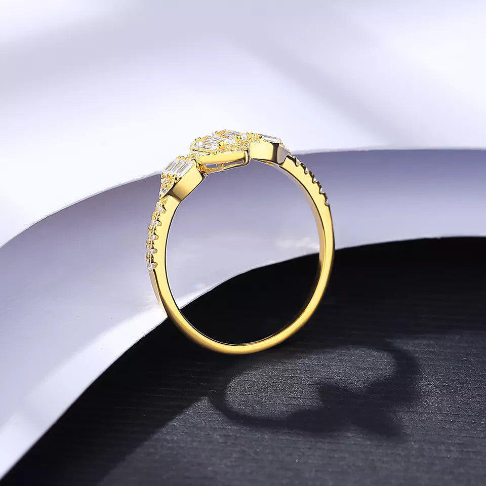 Inel din Argint 925 Placat Aur Cubic Gold 1.2g