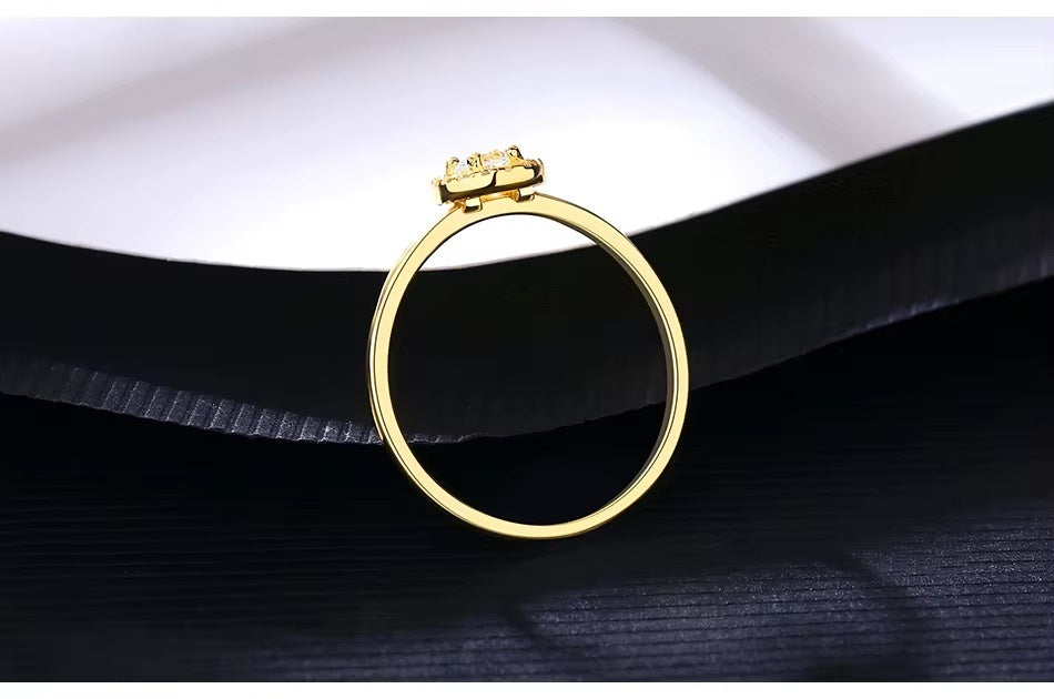 Inel Elegant din Argint 925 Placat cu Aur – Model Halo cu Zirconiu