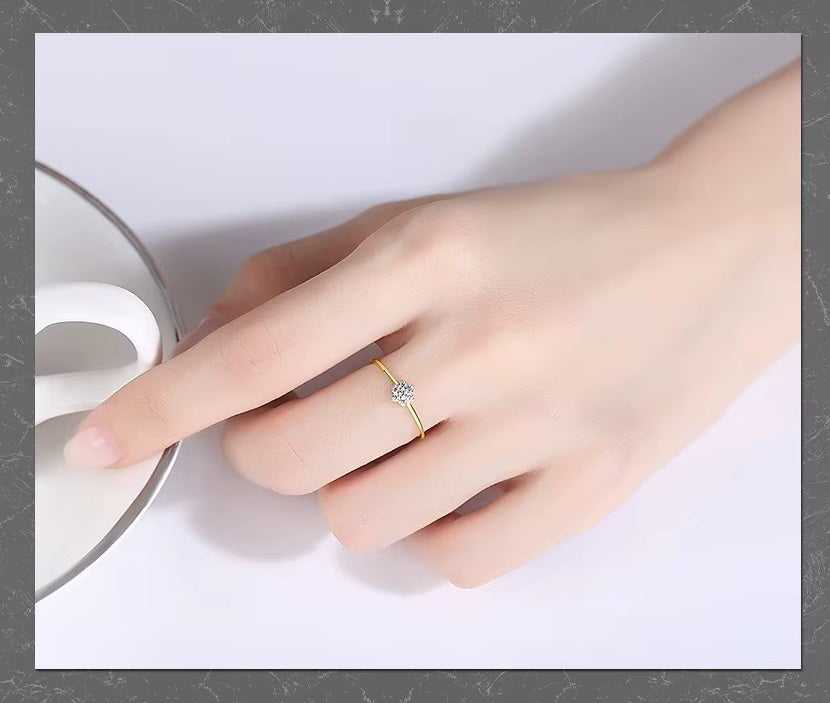 Inel Femei Placat Aur 18K, Model Delicat Cu Floare Din Zirconiu, Stralucire Eleganta, Design Minimalist