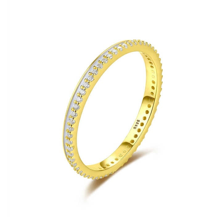 Inel Finuț din Argint 925 Placat cu Aur – Model Eternity cu Zirconiu