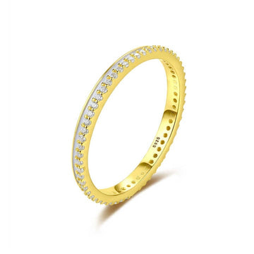 Inel Finuț din Argint 925 Placat cu Aur – Model Eternity cu Zirconiu