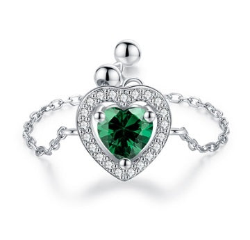 Inel Reglabil cu Cristal în Formă de Inimă – Eleganță și Strălucire