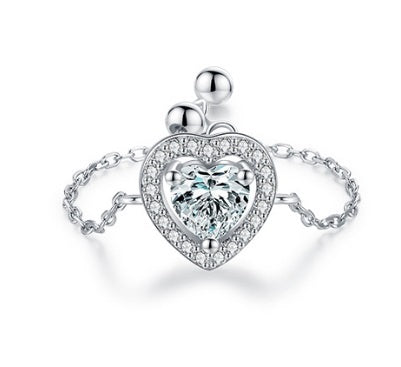 Inel Reglabil cu Cristal în Formă de Inimă – Eleganță și Strălucire