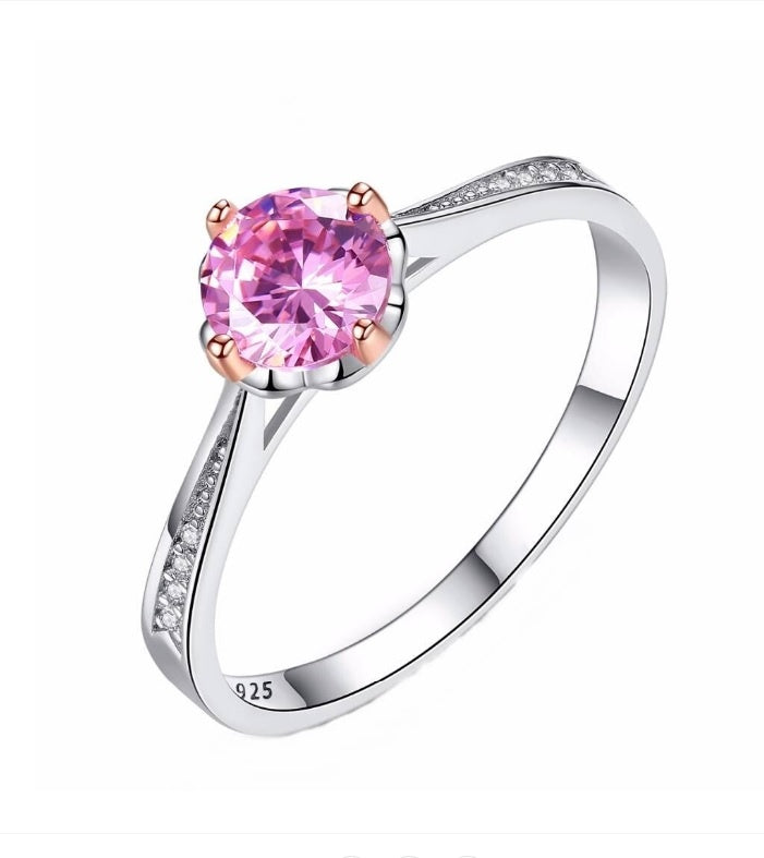 Inel Romantic Logodna Din Argint 925 Cu Zirconiu Roz 2.10g
