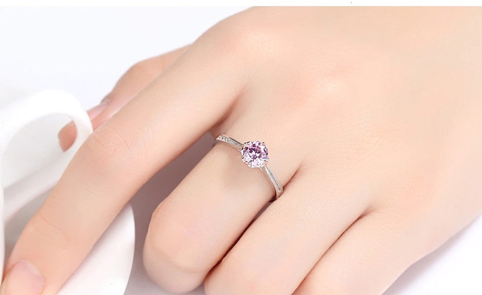 Inel Romantic Logodna Din Argint 925 Cu Zirconiu Roz 2.10g