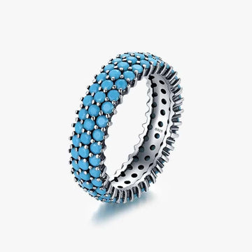 Inel Statement din Argint 925 – Model Eternity cu Pietre Turcoaz, Perfect pentru Ocazii Speciale