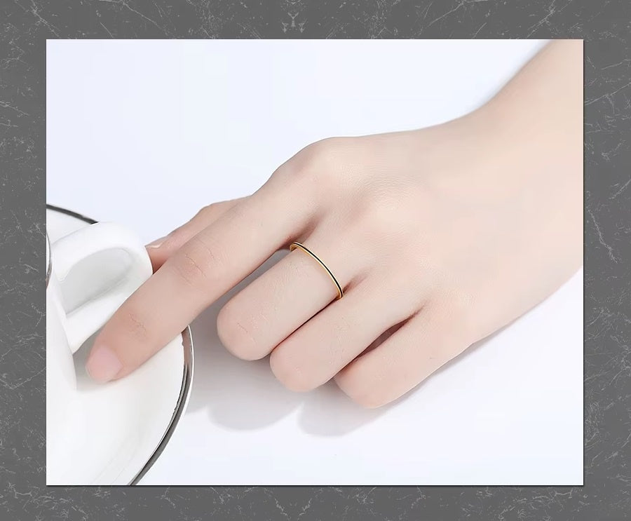 Inel Subtire Din Argint 925 Placat Aur 14K, Model Minimalist 0.5g