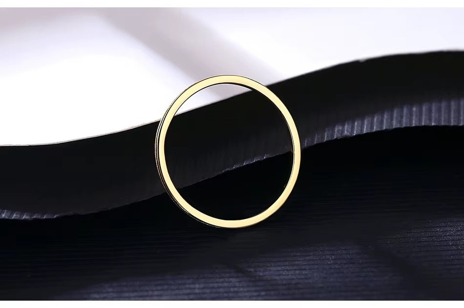 Inel Subtire Din Argint 925 Placat Aur 14K, Model Minimalist 0.5g