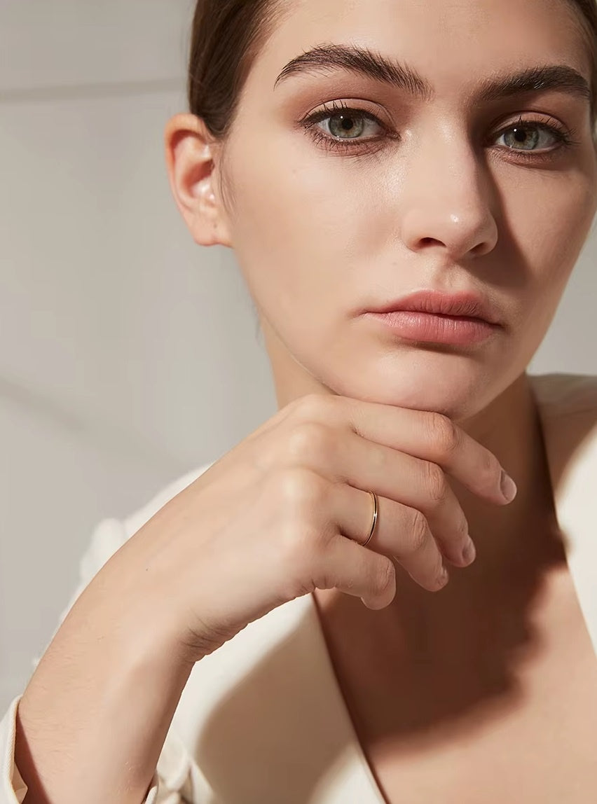 Inel Subtire Din Argint 925 Placat Aur 14K, Model Minimalist 0.5g