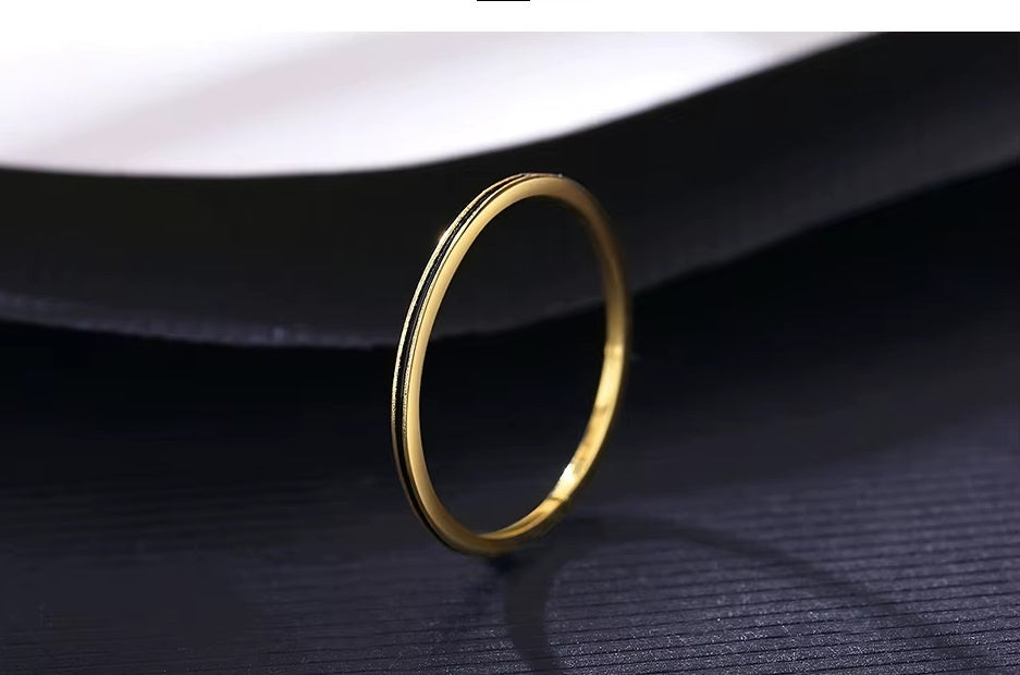 Inel Subtire Din Argint 925 Placat Aur 14K, Model Minimalist 0.5g