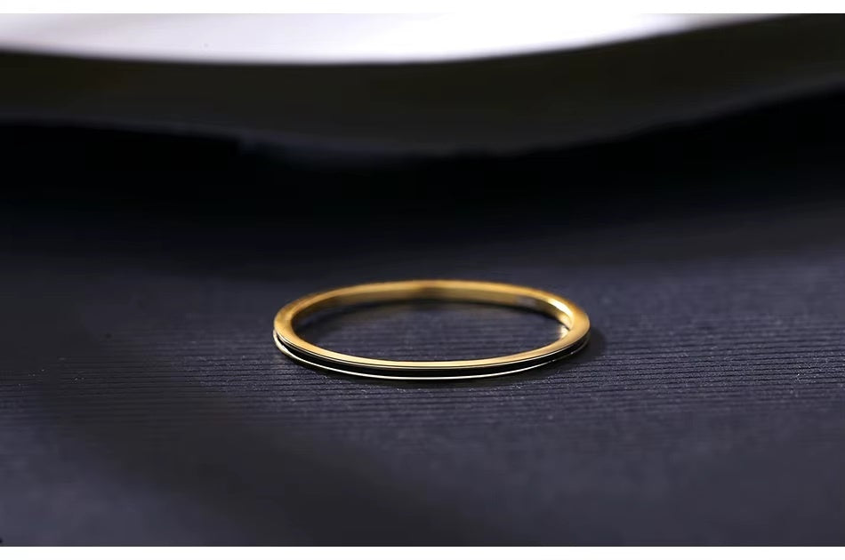 Inel Subtire Din Argint 925 Placat Aur 14K, Model Minimalist 0.5g