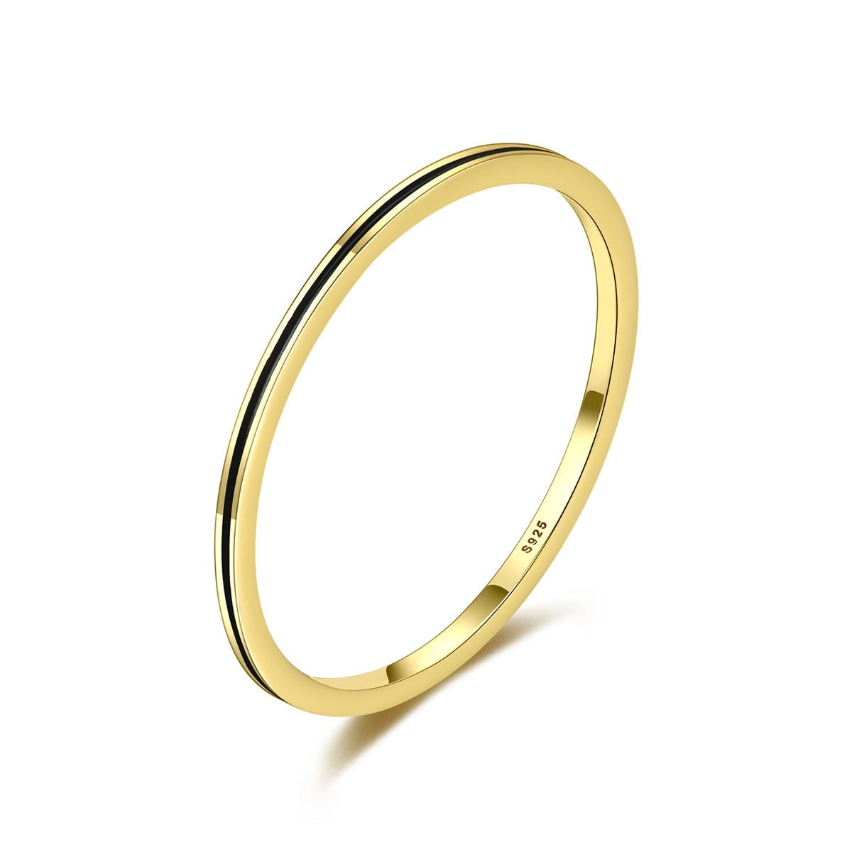 Inel Subtire Din Argint 925 Placat Aur 14K, Model Minimalist 0.5g