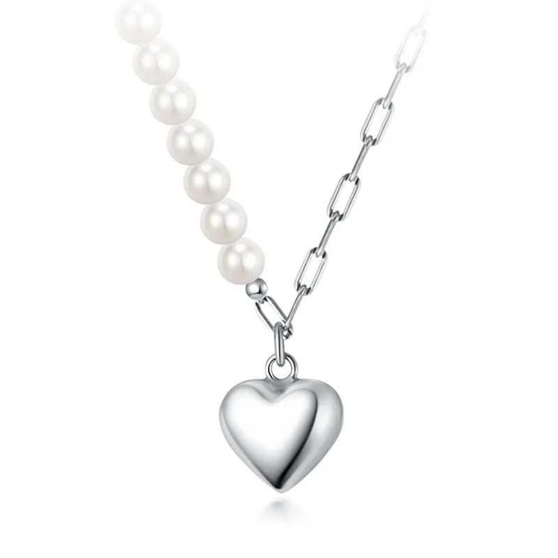 Lant Argint 925 Personalizat cu Zale și Perlă, inima Love Cadou pentru persoana iubita 9.8g