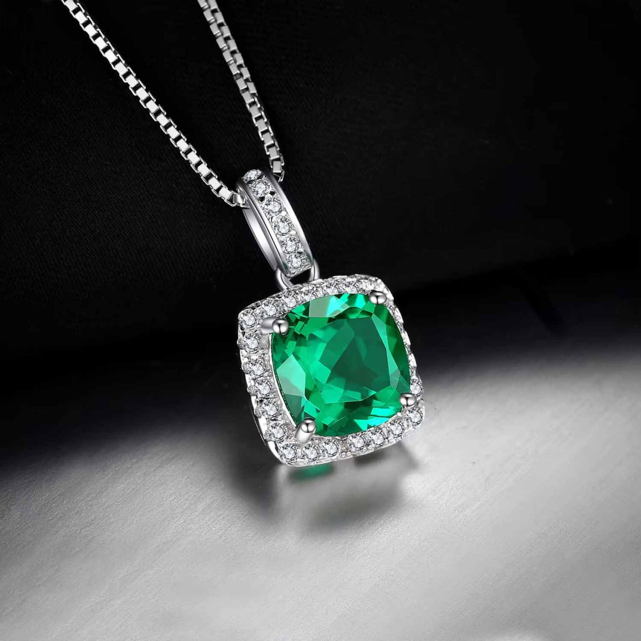 Lant cu pandantiv pentru femei din argint 925 Arg411V Smarald Verde SAPPHIRE